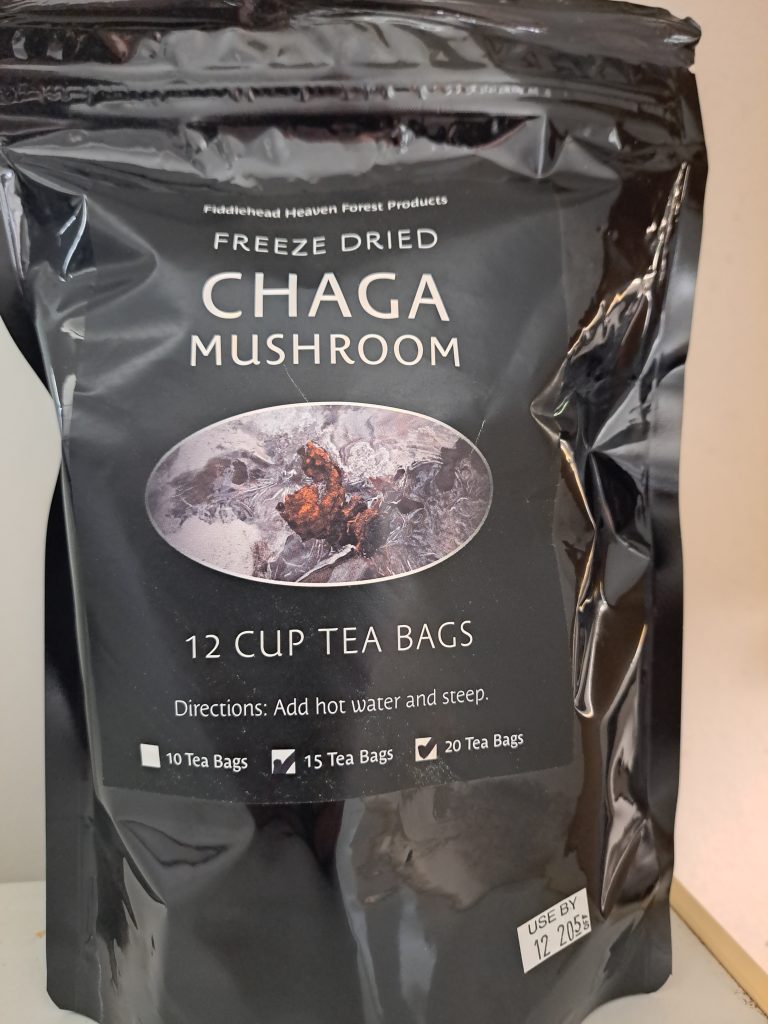 Freeze-Dried Chaga Mushroom 12 cup Tea Bags for immune support